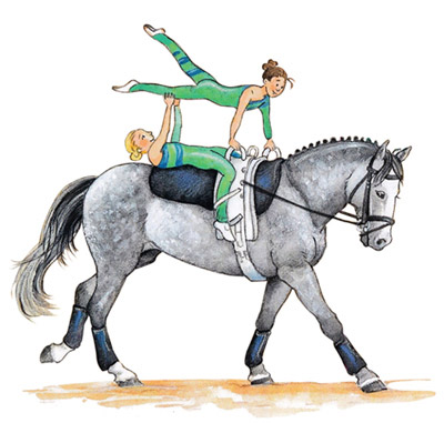 Illustration Melanie Brockamp Pferd Voltigieren Akrobatik Pferdesport